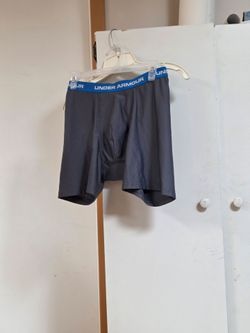 Under Armour Men’s Gray Boxer Briefs with Blue Branded Waistband