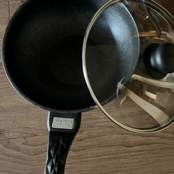 9" Wok Non-Stick Cooking Frying Pan Pot, 5 Layer Marble Coating, Made In Korea With lid