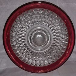 Vintage Indiana Glass Cranberry Serving Bowl