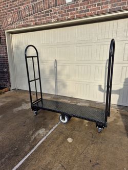 U BOATS COMMERCIAL SOLID STEEL BLACK DIAMOND PLATE PLATFORM ROLLING PUSH CARTS REMOVABLE HAND RAILS 