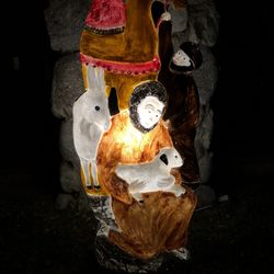 Vintage Don Featherstone Nativity blow mold Shepherd Lamb Donkey Camel