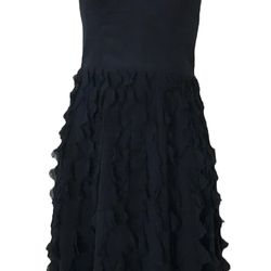 White House Black Market Elegant Black Halter Neck Dress with Tiered Ruffles 10