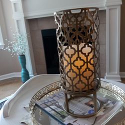 Gold Metal Candle Decor 13.5 Inch Tall
