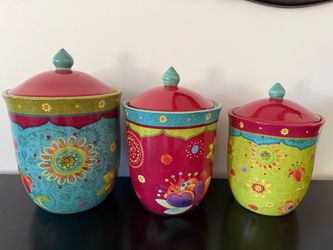 Sue Zipkin Certified International 3-Piece Ceramic Canister