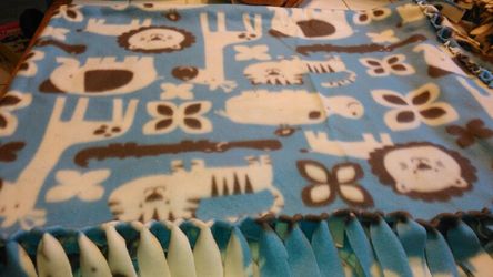 Blue animal tie blanket