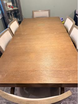 Modern Wood Dining Table Set with 6 Chairs – Expandable
