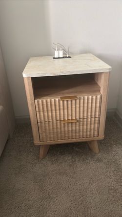 Nightstand with Marble Top and Two Drawers