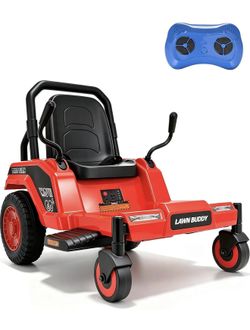 Brand New Blitzshark 12V Kids Zero Turn Ride-On Lawn Mower w/ Remote Control – Red