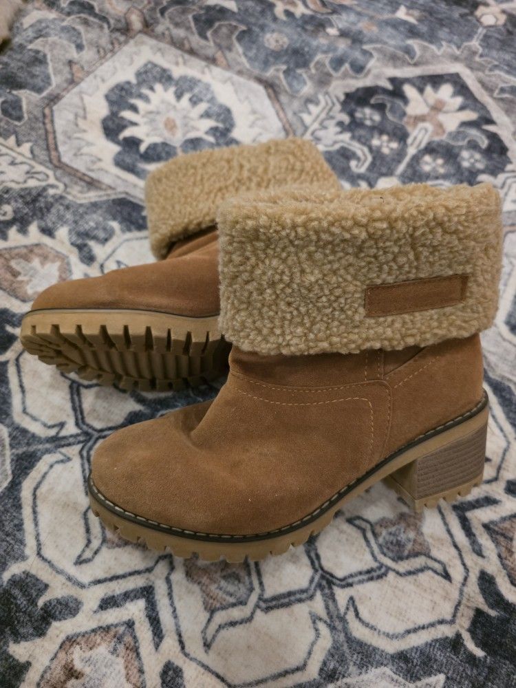 Winter Booties Brown And Grey/Blue