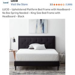 Lucid King Size Bed Frame with Diamond Tufted Headboard - Black