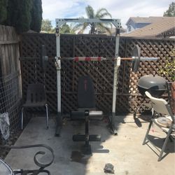 Bench Olimpic bar Whit 2 /45 Discand Squat rack 
