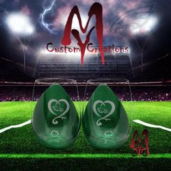 Philadelphia Eagles Custom Green Glitter Wine Glass Set Of 2
