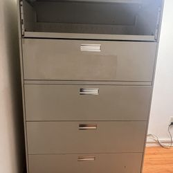 Commercial 5 File Drawers Lateral File Cabinet, Locking, Gray, Letter/Legal, 36"W (21746D)