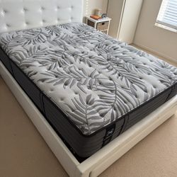 Sealy 12” Queen Posturepedic Mattress + Bed Frame with storage.