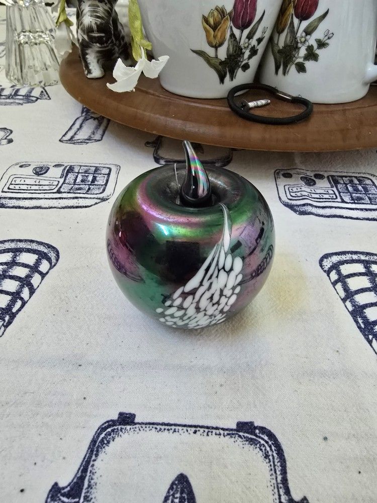 Vintage Carnival Glass Apple Paperweight 