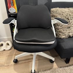Office Chair With Wheels, Seat Cushion, Back Cushion - Black & White