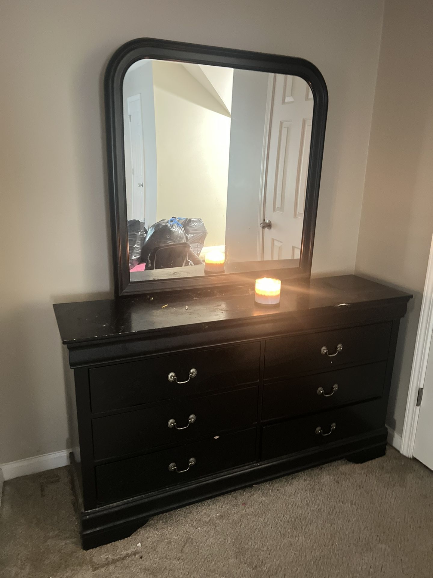 Black Bedroom Dresser W/ Mirror