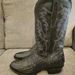 El Dorado Caiman Western Boots Round Toe Black ED2222 Men's Size 9.5 D
