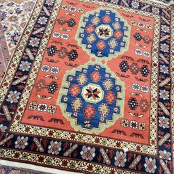 Vintage Persian Tribal Rug – Caucasian/Kazak Style – Hand-Knotted Wool