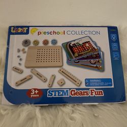 Toys for 3 Year Old Girls, STEM Wooden Gear Toys with Four Cars: Excavator, Fire Trunk, Stacker, Train, Educational Wooden Puzzles Toys Gift for Age 3