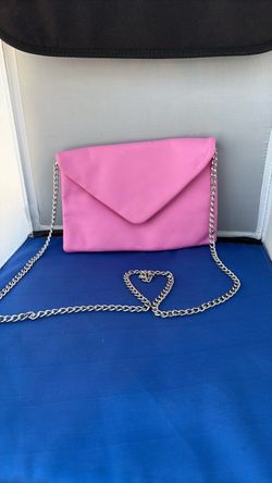 Pink Envelope Clutch with Silver Chain Strap