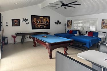 Pool Table with Blue Felt