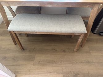 Brand New Upholstered Dining Bench – Oak Finish – Still in Box