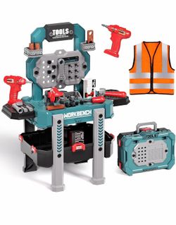 NEW/ Tool Bench with Realistic Tools & Electric Drill 79 Pcs Realistic Toy Tools with Clothes, Toddler Tool Bench Learning Gift for Boys & Girls Age 3