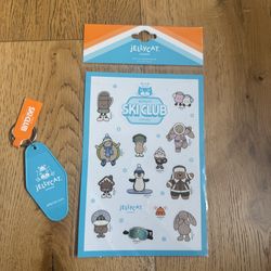 JELLYCAT LONDON SKI CLUB HOLIDAY 2025 STICKER SET & KEYCHAIN
