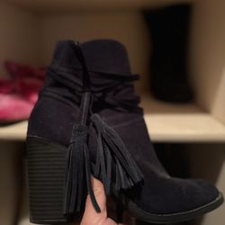 Navy Boots With Tassle Fringe Sz 8 1/2