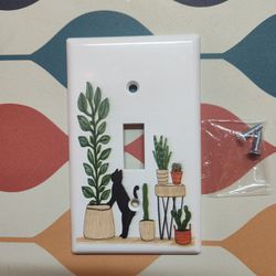 Cat And Plant Lover Light Switch Cover Plate For Home Decor 