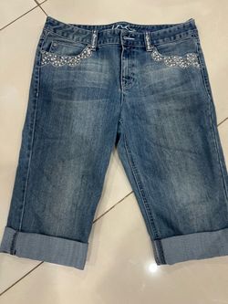 Ladies size 12 I.N.C  Capri cuffed jeans with rhinestone embellishments