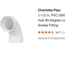 1-1/2 PVC DWV Long sweep 90