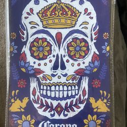 Corona Beer Metal Sugarskull Sign