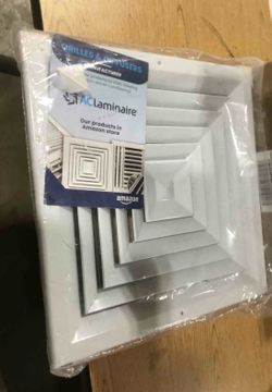 Premium 12 x 12 Vent Cover: 4 Way Supply Grille - Low Noise - Ceiling Installation - Opposing Damper