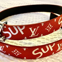 Designer Belts ….White And Red Louis Vuitton……  Original Color BURBERRY Belt ……….Brown  Belt And Gold Buckle ..Valentino