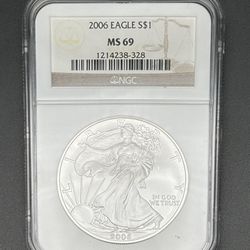 2006 MS69 NGC SILVER AMERICAN EAGLE DOLLAR S$1