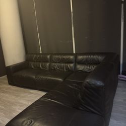 Dark Brown Leather Sectional 