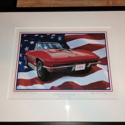 Vintage Corvette Limited Edition Print Framed In NEW condition..$50