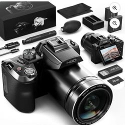 New NBD Digital Camera for Photography,4K 64MP Video Camera with 16X Digital Zoom and 32GB SD Card Black