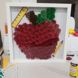 Teacher Appreciation Gift 12x12 Flower Apple Frame
