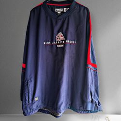 Vintage CCM Center Ice Columbus Blue Jackets Pullover – Navy/Red – Men’s XXL