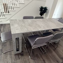 Dinning Set, Gray Extendable Table with 8 Chairs