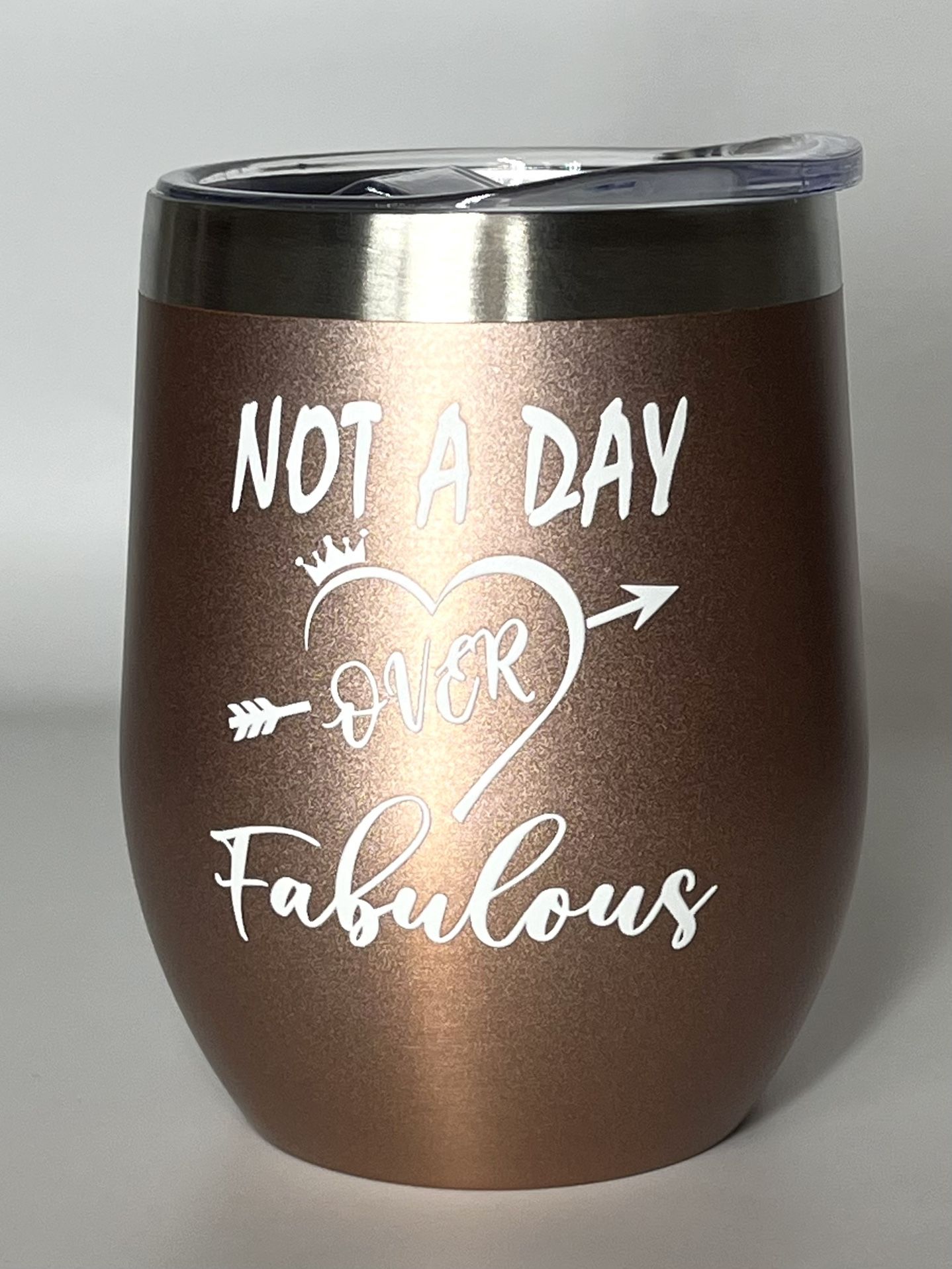 TUMBLER WITH LID 12OZ ROSE GOLD