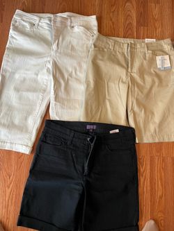 3 pair of ladies shorts.   Beige Croft and Barrow are NEW w tags. Black ar size 8.  White and beige are size 6.