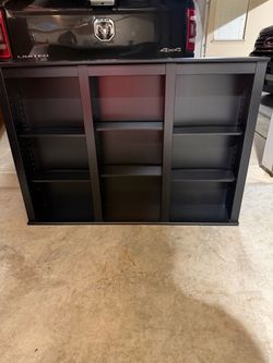 Large Black 3-Section Bookcase with Adjustable Shelves