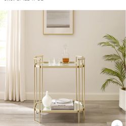 26in Aubrey Edison Mirror Top Accent Table