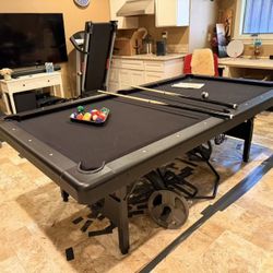 Folding  Portable Pool Table Includes Full Set of Balls, 2 Cue Sticks