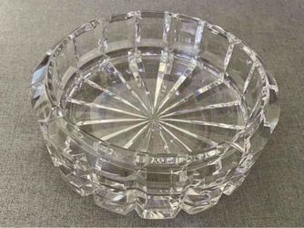 Mid-Century 1970s Round Crystal Grid Ashtray Dish Catchall Home Decor