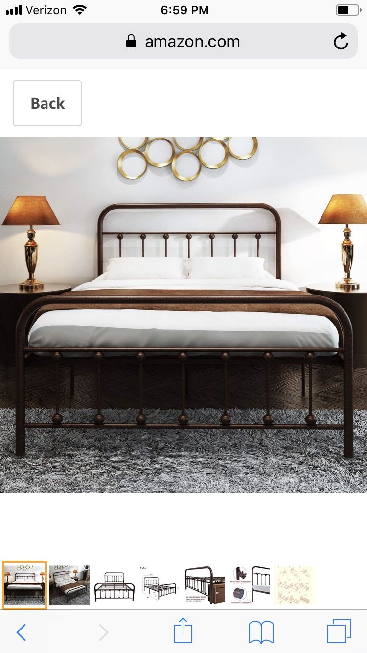 Bronze Metal Full Size Bed Frame